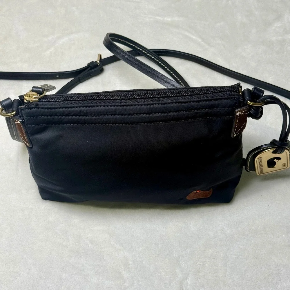 Dooney & Bourke Crossbody Bag Small Black Purse Nylon Leather Pink Preppy Y2K